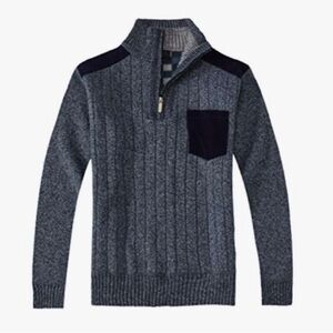 NWT Gioberti 1-2 zip comfortable long sleeve sweater size large navy blue